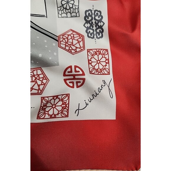 new RARE Chinese SILK SCARF Sizhou China scene with gift box 33" square size - Picture 7 of 9